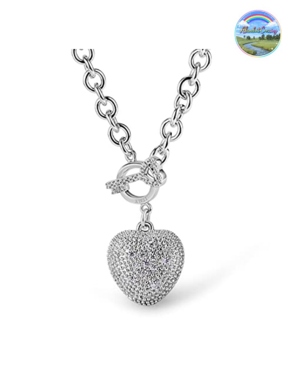 925 Sterling Silver Heart Pendant Necklace Franco Rolo Chain 18-19" Gift Jewelry